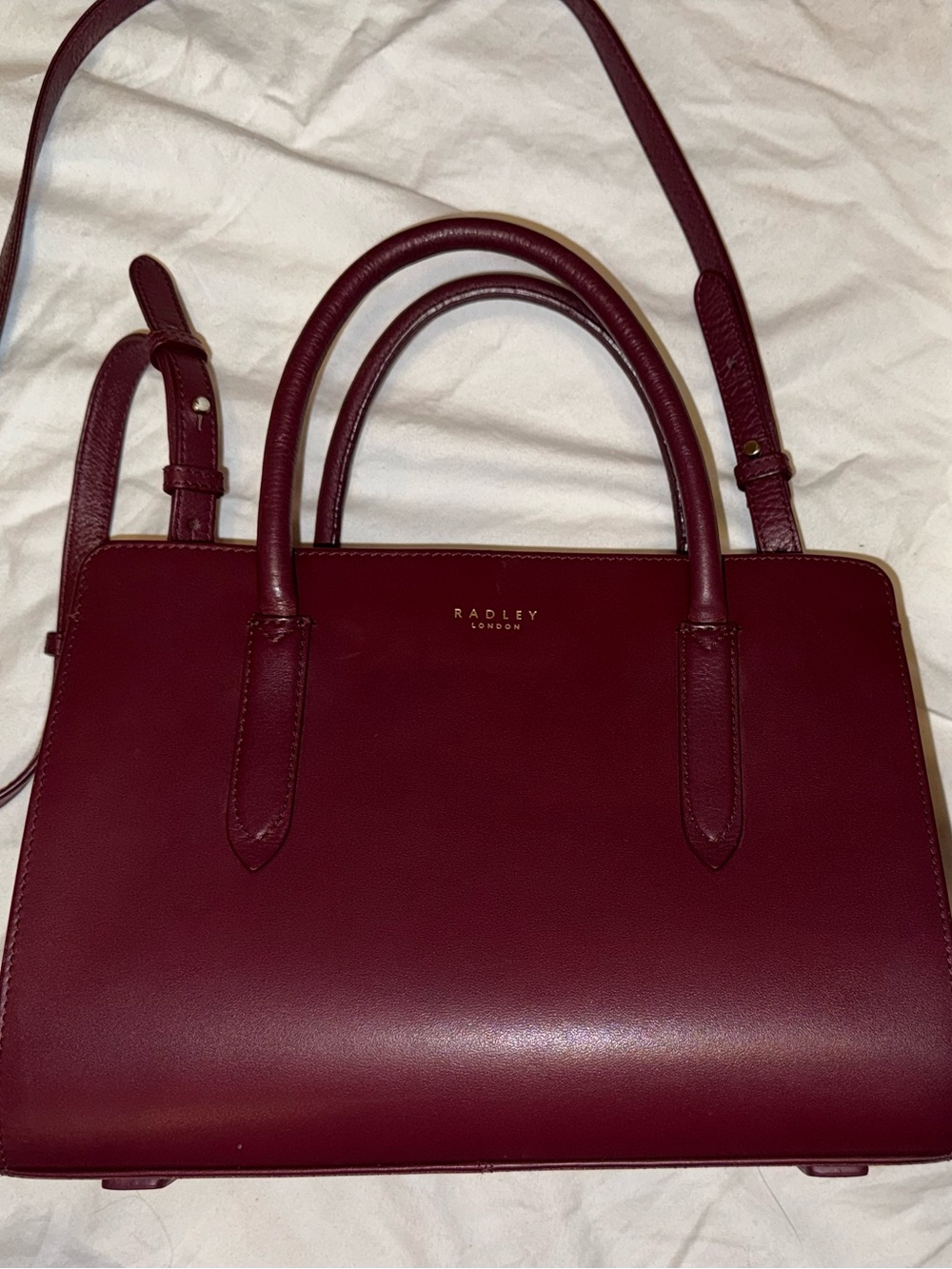 Radley London Dark Cherry Burgundy Leather Satchel Top Handle Crossbody - Picture 11 of 11